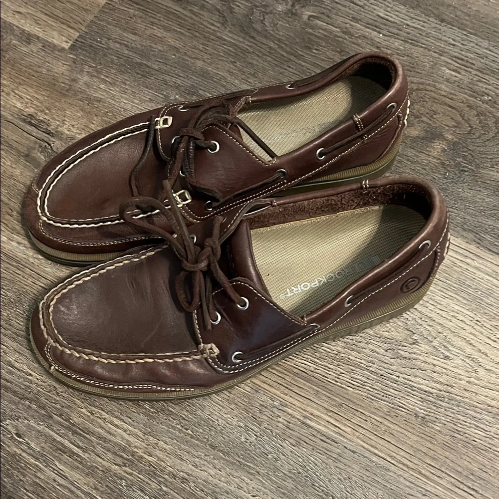 Rockport Men's Leather Dark Brown Boat Shoes Size 10